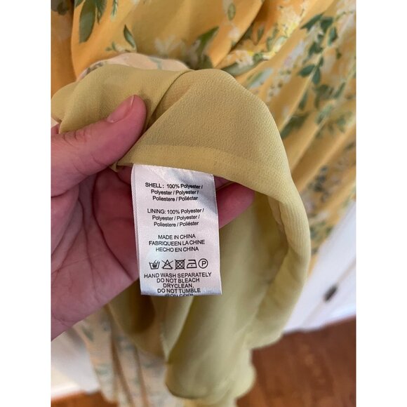 Sau Lee Georgia Long Sleeve V-Neck Floral Asymmetrical Hem Midi Dress Size 6‎ - Picture 8 of 8